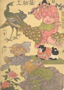 Basketry Work: By the Craftsman Ichida Shoshichiro of Naniwa (Kagozaiku Naniwa saikunin Ic..., 1819. Creator: Utagawa Kunisada