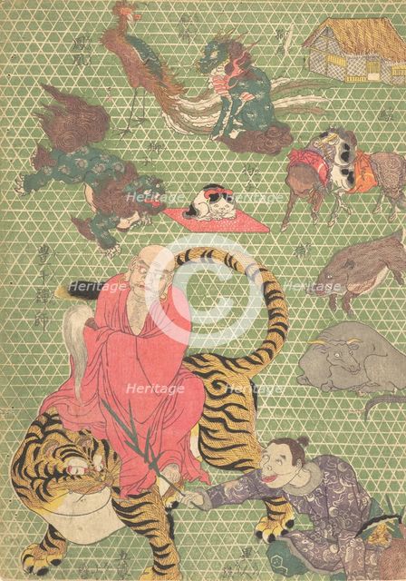 Basketry Work: By the Craftsman Ichida Shoshichiro of Naniwa (Kagozaiku Naniwa saikunin Ic..., 1819. Creator: Utagawa Kunisada.