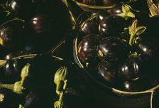 Baskets of eggplants, between 1941 and 1942. Creator: Unknown
