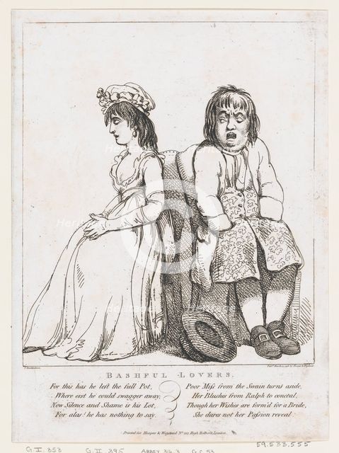 Bashful Lovers, March 15, 1798., March 15, 1798. Creator: Thomas Rowlandson.