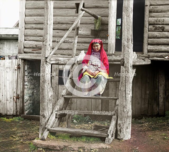 Bashkir woman in a folk costume, 1910. Creator: Sergey Mikhaylovich Prokudin-Gorsky.