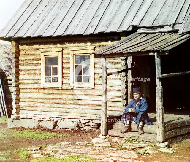 Bashkir near his house, Ekhia, 1910. Creator: Sergey Mikhaylovich Prokudin-Gorsky.