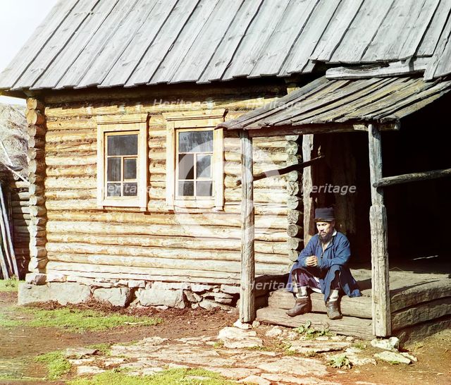 Bashkir near his house, Ekhia, 1910. Creator: Sergey Mikhaylovich Prokudin-Gorsky.