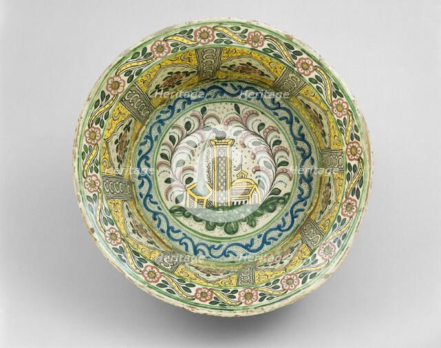 Basin Depicting a Cistern, Tower and Domed Building, 1775/1825. Creator: Unknown.