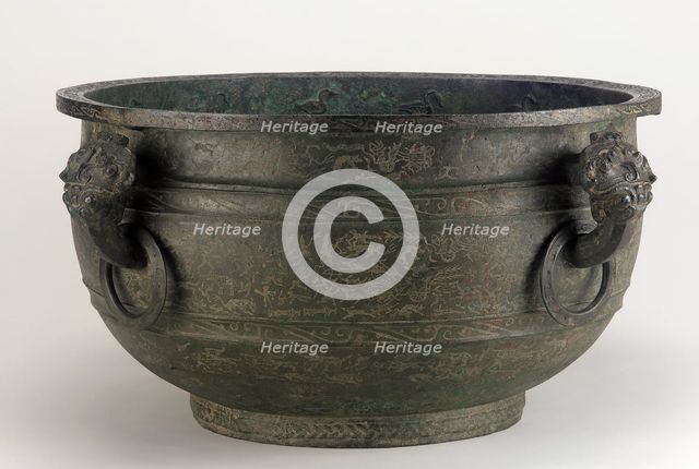 Basin (jian) with narrative scenes, Middle Eastern Zhou dynasty, ca. 5th century BCE. Creator: Unknown.