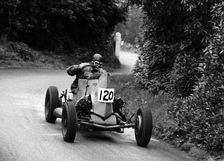 Basil Davenport driving a GN Spider Special at the Wiscombe Park Hill, Climb, Devon. Creator: Unknown