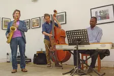 Basil Hodge, Ed Jones and Riaan Vosloo, Clock Tower Cafe, Croydon, London, 2015. Artist: Brian O'Connor
