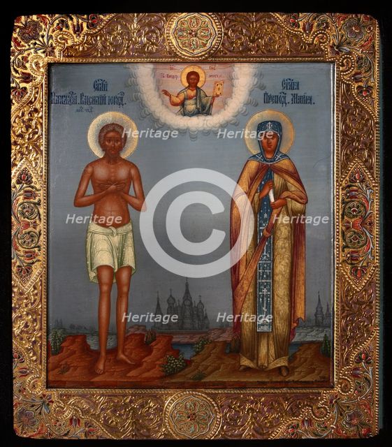Basil the Blessed and Saint Mary of Egypt, 1901. Artist: Chirikov, Osip Semionovich (?-1903)