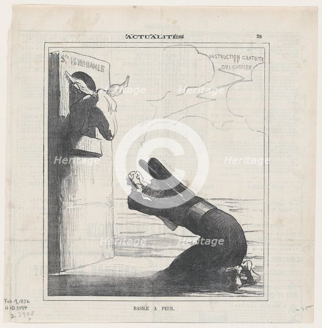 Basile a peur, 1872.  Creator: Honore Daumier.