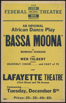 Bassa Moona, New York, 1936. Creator: Unknown