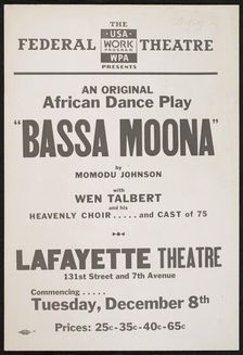 Bassa Moona, New York, 1936. Creator: Unknown