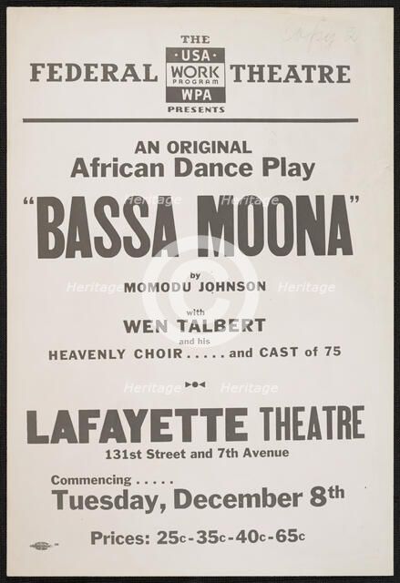Bassa Moona, New York, 1936. Creator: Unknown.