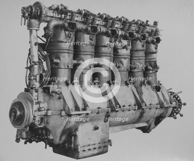 Basse & Selve BuS IV aircraft engine (German) from World War 1, exhaust side, 1918.  Creator: Air Ministry.