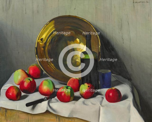 Bassine de cuivre et pommes, 1924. Creator: Vallotton, Felix Edouard (1865-1925).