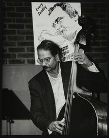Bassist Val Mannix playing at The Fairway, Welwyn Garden City, Hertfordshire, 1998. Creator: Denis Williams