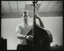 Bassist Alec Dankworth at The Fairway, Welwyn Garden City, Hertfordshire, 14 April 1991. Creator: Denis Williams