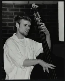 Bassist Ben Haselden playing at The Fairway, Welwyn Garden City, Hertfordshire, 8 April 2001. Creator: Denis Williams