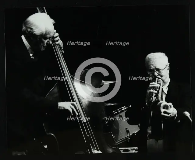 Bassist Bob Haggart and trumpeter Yank Lawson at the Forum Theatre, Hatfield, Hertfordshire, 1978. Creator: Denis Williams.