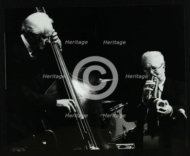 Bassist Bob Haggart and trumpeter Yank Lawson at the Forum Theatre, Hatfield, Hertfordshire, 1978. Creator: Denis Williams.