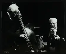 Bassist Bob Haggart and trumpeter Yank Lawson at the Forum Theatre, Hatfield, Hertfordshire, 1978. Creator: Denis Williams