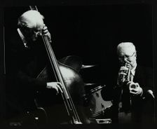 Bassist Bob Haggart and trumpeter Yank Lawson at the Forum Theatre, Hatfield, Hertfordshire, 1978. Creator: Denis Williams