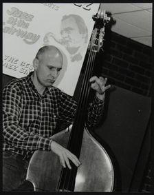 Bassist Simon Woolf playing at The Fairway, Welwyn Garden City, Hertfordshire, 2002. Creator: Denis Williams