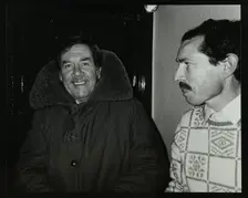 Bassist Spike Heatley (left) at The Bell, Codicote, Hertfordshire, December 1986. Creator: Denis Williams