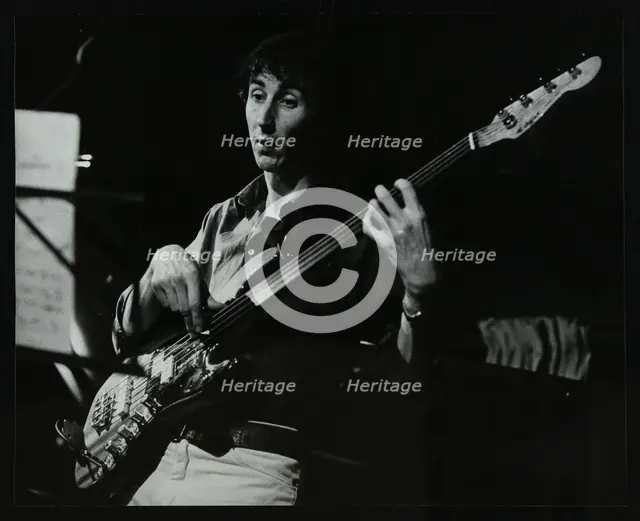 Bassist Steve Cook playing at The Stables, Wavendon, Buckinghamshire. Creator: Denis Williams.