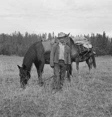 Basque sheep herder who speaks broken English coming down..., Adams County, Idaho, 1939. Creator: Dorothea Lange
