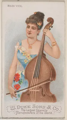 Bass Viol, from the Musical Instruments series (N82) for Duke brand cigarettes, 1888., 1888. Creator: Schumacher & Ettlinger