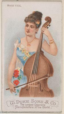 Bass Viol, from the Musical Instruments series (N82) for Duke brand cigarettes, 1888., 1888. Creator: Schumacher & Ettlinger