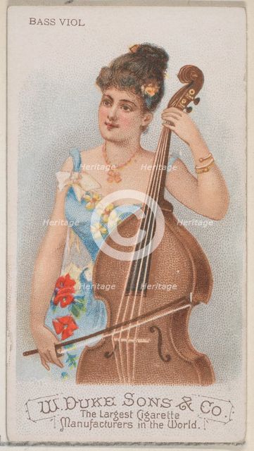 Bass Viol, from the Musical Instruments series (N82) for Duke brand cigarettes, 1888., 1888. Creator: Schumacher & Ettlinger.
