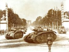 Bastille Day military review, Champs Elysees, Paris, 1930s(?). Creator: Unknown