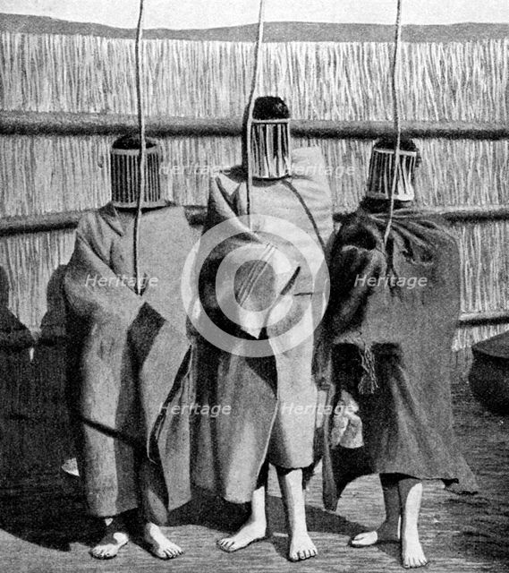 Basuto girl brides during a period of initiation into the adult tribal society, Lesotho, 1922. Artist: Unknown