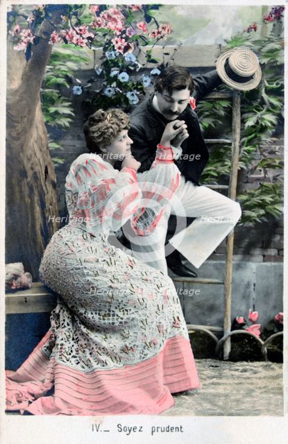 'Be Careful', vintage French postcard, c1900. Artist: Unknown