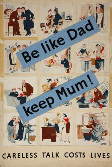 Be like dad - keep mum! WWII poster. between 1939 and 1946. Creators: Central Office of Information, Leslie Grimes