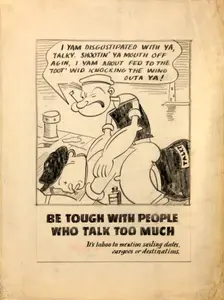 Be tough with people who talk too much. It's taboo to..., WWII poster, between 1939 and 1946. Creators: Central Office of Information, Unknown