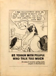 Be tough with people who talk too much. It's taboo to..., WWII poster, between 1939 and 1946. Creators: Central Office of Information, Unknown