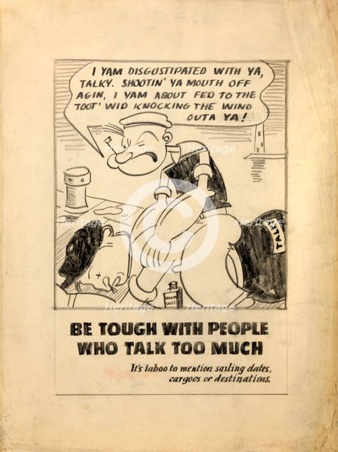 'Be tough with people who talk too much. It's taboo to..., WWII poster, between 1939 and 1946. Creators: Central Office of Information, Unknown.