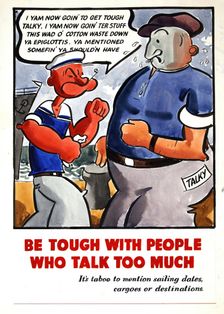 Be tough with people who talk too much. It's taboo to..., WWII poster, between 1939 and 1946. Creators: Central Office of Information, Unknown