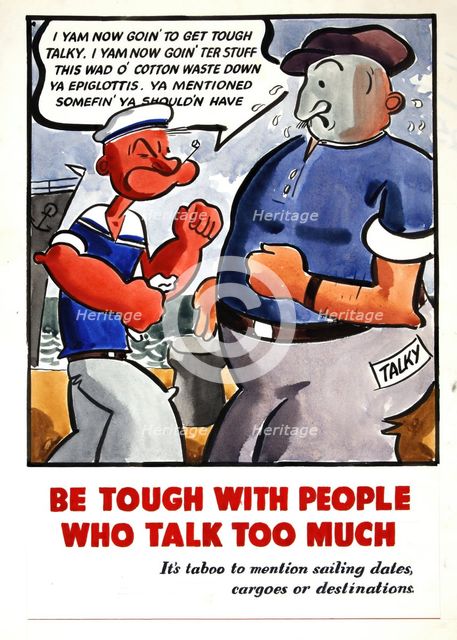 'Be tough with people who talk too much. It's taboo to..., WWII poster, between 1939 and 1946. Creators: Central Office of Information, Unknown.