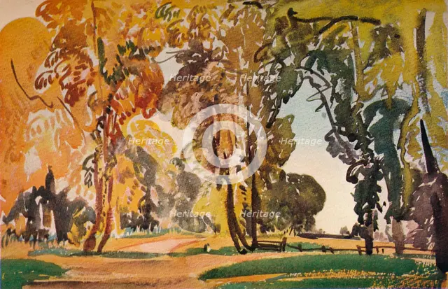 'Betchworth Lane, October', 1917.  Artist: Evelyn Cheston.