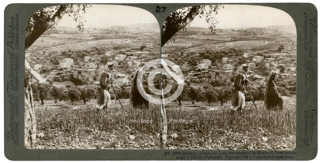 Bethany, as seen from the eastern slope of the Mount of Olives, Palestine, 1899.Artist: Underwood & Underwood