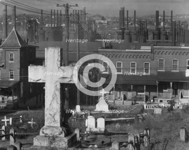 Bethlehem graveyard and steel mill, Pennsylvania, 1935. Creator: Walker Evans.