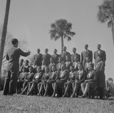 Bethune-Cookman College. Student choir singing on the campus, Daytona Beach, Florida, 1943. Creator: Gordon Parks
