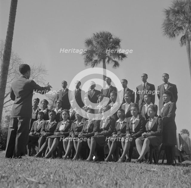 Bethune-Cookman College. Student choir singing on the campus, Daytona Beach, Florida, 1943. Creator: Gordon Parks.