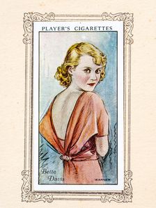 Bette Davis Collectables Picture of movie stars that came with the Players cigarette packet, 1934. Creator: Unknown