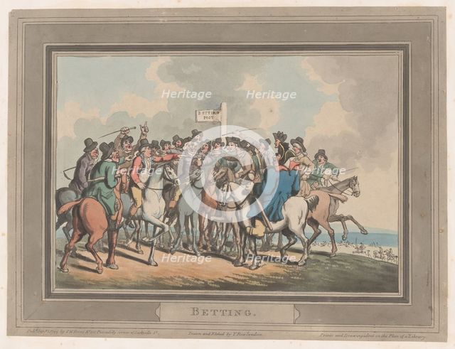 Betting [The Betting Post], January 1, 1799., January 1, 1799. Creator: Thomas Rowlandson.