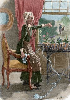 Bettsy Trotwood, from the novel "David Copperfield" (1849) by Charles Dickens, 1898. Creator: Unknown