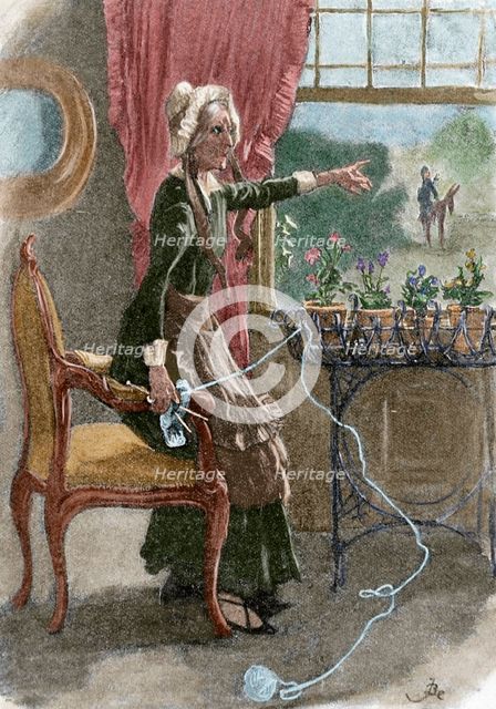 Bettsy Trotwood, from the novel "David Copperfield" (1849) by Charles Dickens, 1898.  Creator: Unknown.